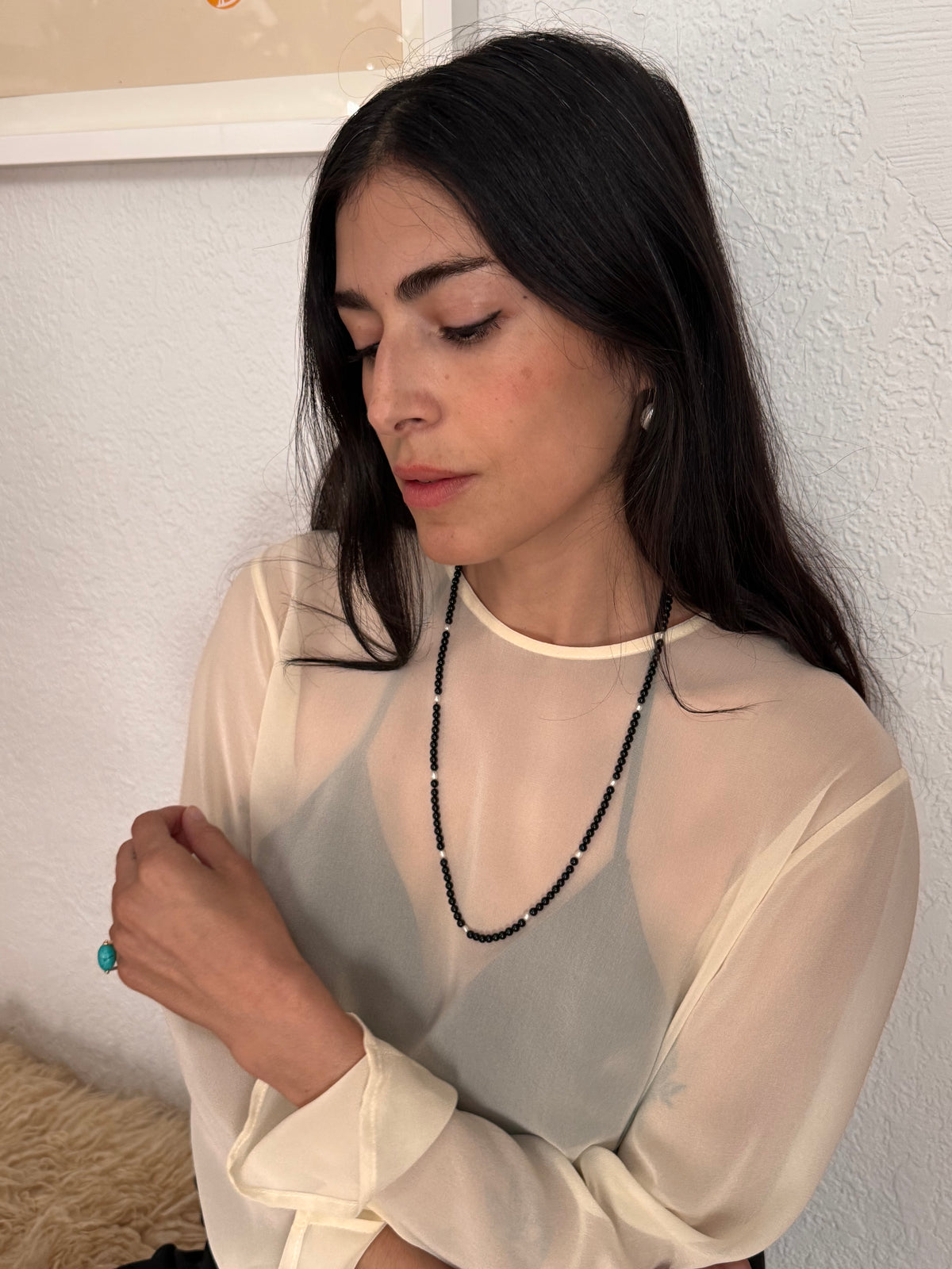 ONYX & PEARL NECKLACE