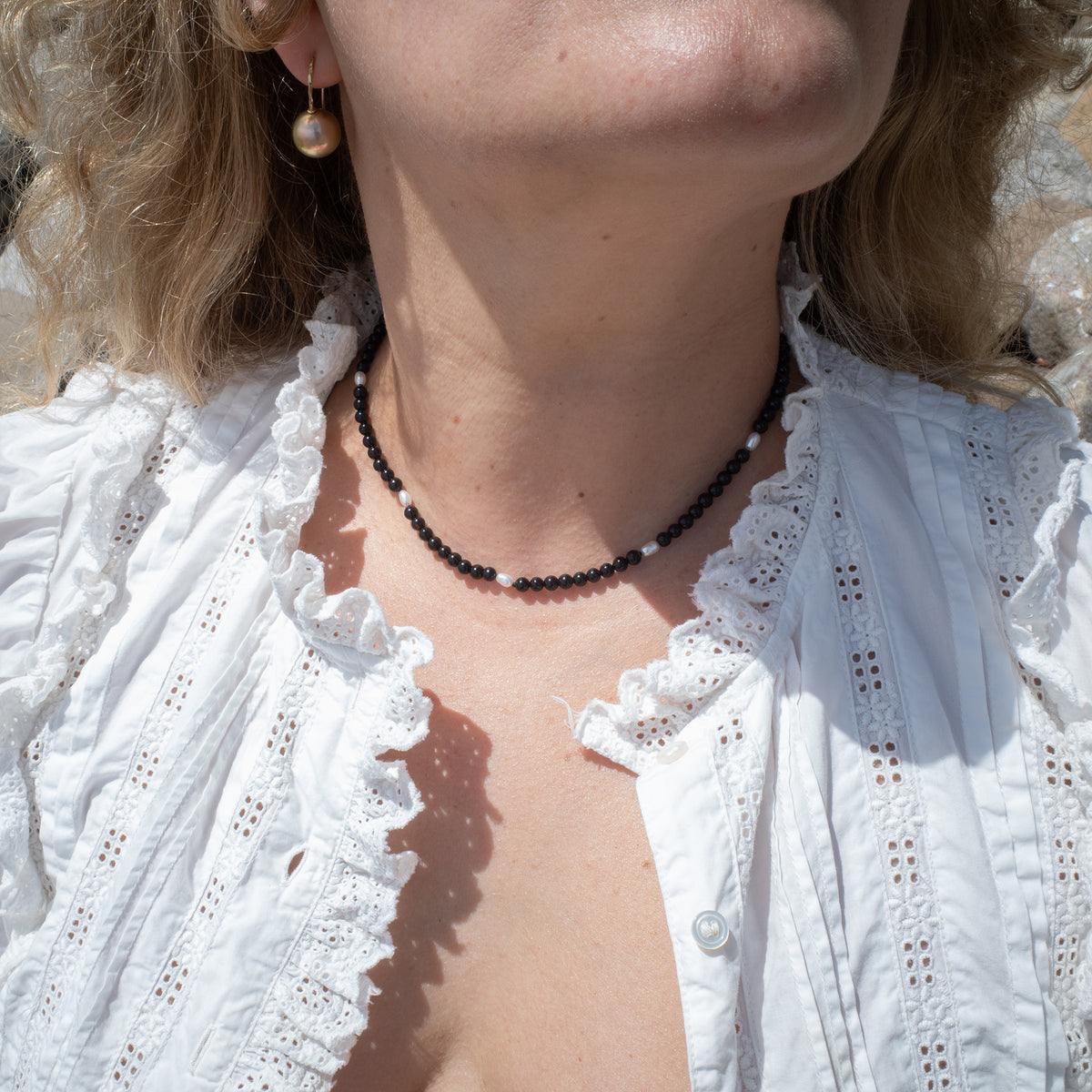 ONYX & PEARL NECKLACE - Beatricevalenzuela.com