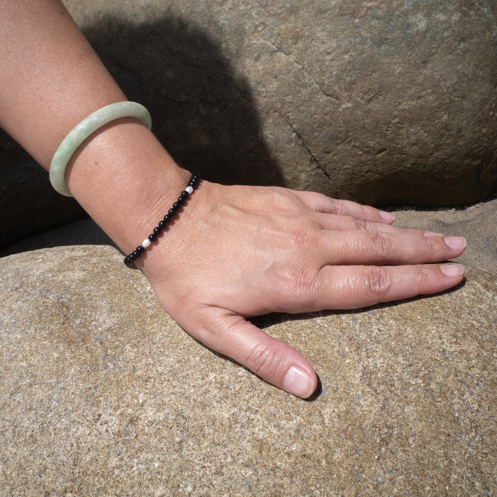Beatrice Valenzuela - ONYX & PEARL BRACELET