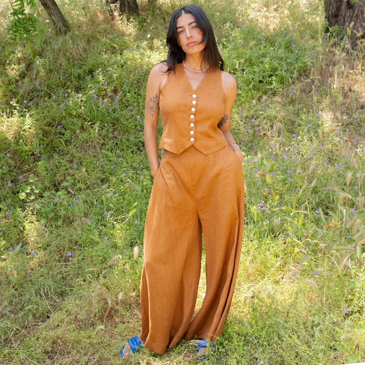 Beatrice Valenzuela - MODICA VEST RUM LINEN