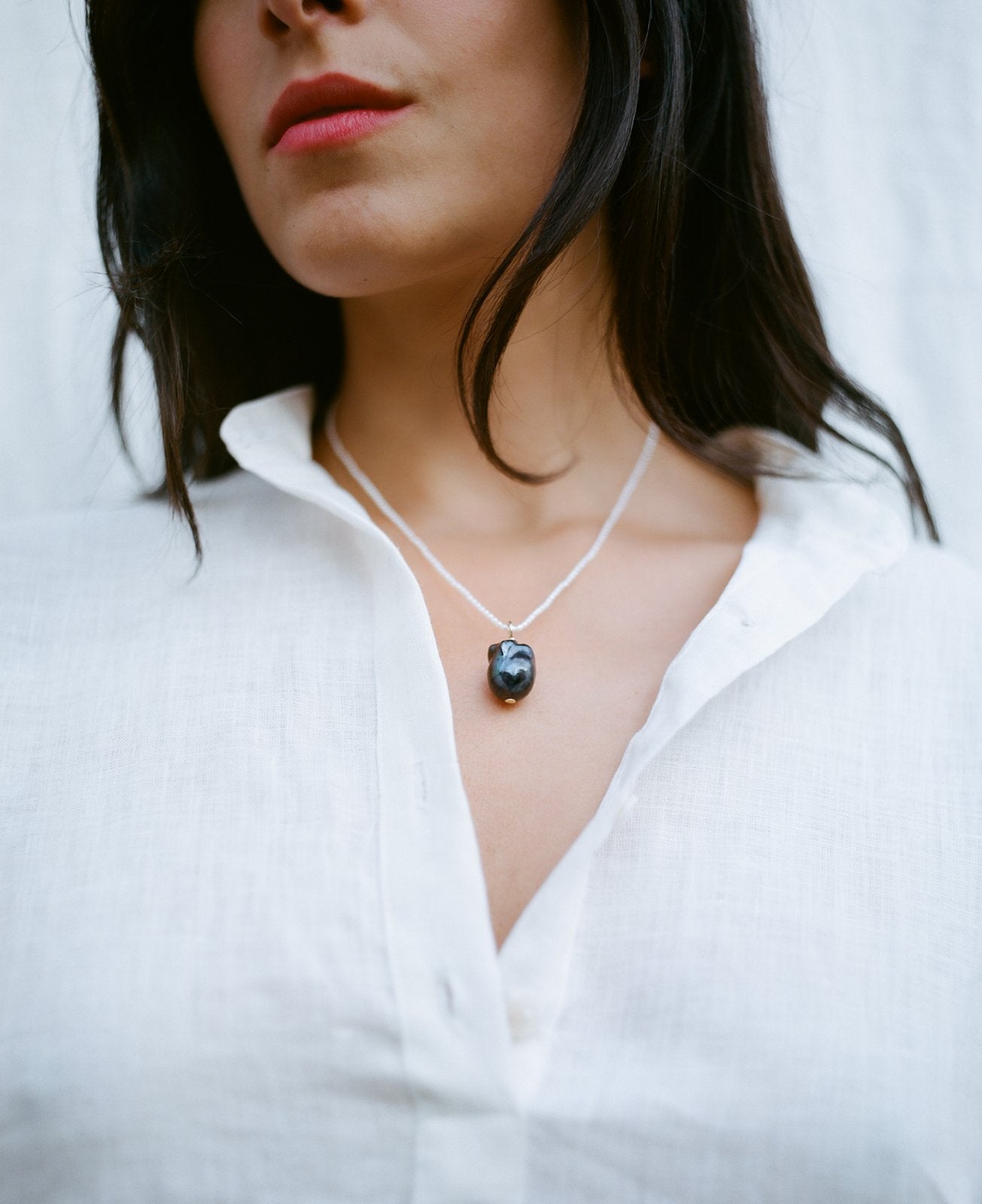 Beatrice Valenzuela - BLACK BEETLE PEARL PENDANT
